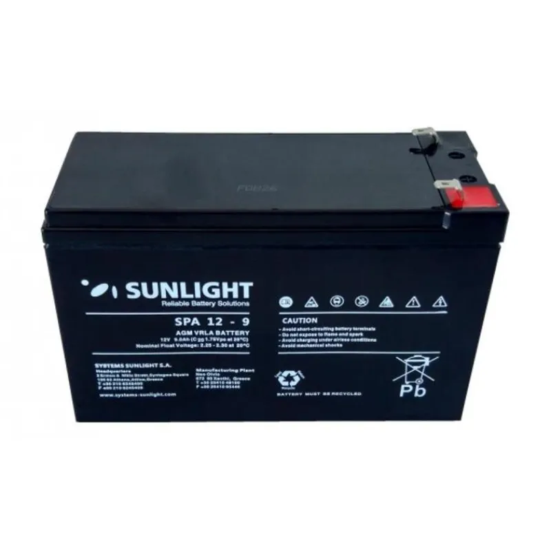 Sunlight Batterie Agm 12V 9Ah Pour Sondeur