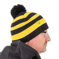 Black Cat Bonnet Bobble Hat - Noir/Jaune