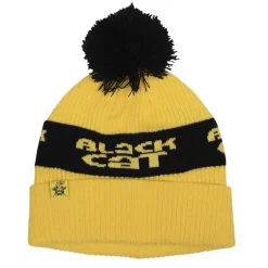 Bonnet Homme Black Cat Yellow Bobble Hat - Jaune/Noir