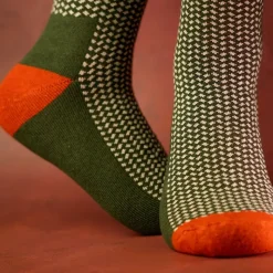 One More Cast Chaussettes Homme Spotted Eel Bamboo - Kaki