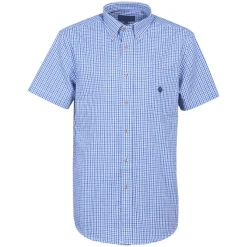 Idaho Chemise Manches Courtes Homme Grand Voile - Blanc/Bleu
