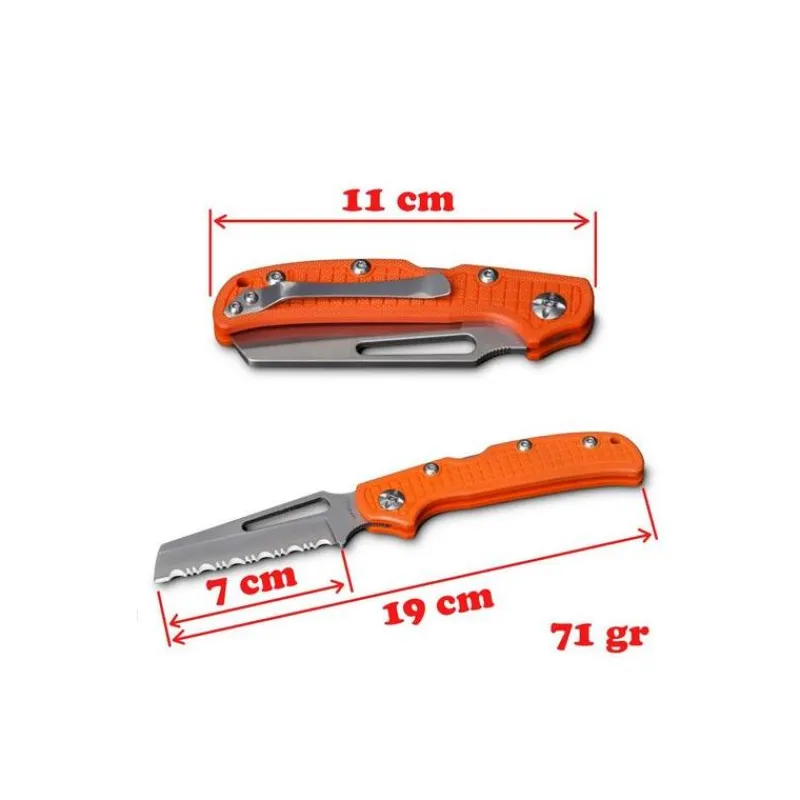 HPA Couteau Pliant De Sauvetage Et Secours Dents Crantés Orange