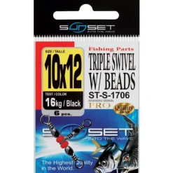 Sunset Emerillon Rotatif Mer Triple Swivel W / Beads St-S-1706 - Pack