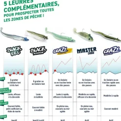 Fiiish Kit Leurre Souple Arme Combo Black Minnow 90 + Tete Plombee Shore