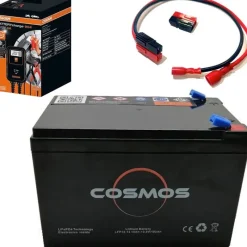 Cosmos Pack Batterie Lithium 12V 15Amp + Chargeur Osram 12V4amp + Faisceaux De Connexion Rapide
