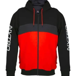 Nytro Sweat Homme Zipped Hoody Tri-Color - Black/Dark Marl Grey Red