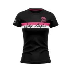 Tee Shirt Manches Courtes Femme Hot Spot Design Lady Angler 2.0 - Noir