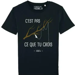 Monsieur Pêcheur Tee Shirt Manches Courtes Homme C'est Pas Ce Que Tu Crois - Noir