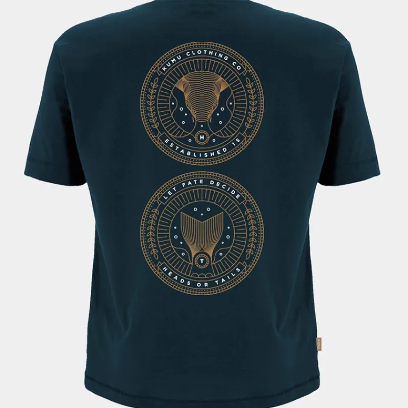 Kumu Tee Shirt Manches Courtes Homme Heads Or Tail - Bleu