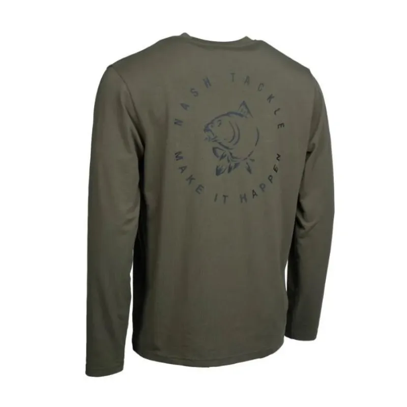 Nash Tee Shirt Manches Longues Homme Make It Happen Carp Logo Long Sleeve - Vert