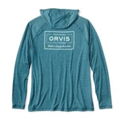 Orvis Tee Shirt Manches Longues Homme Dricast Logo Hoodie - Blue Lagoon