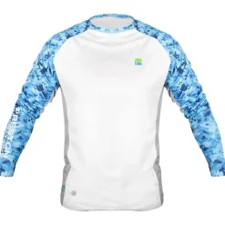 Preston Innovations Tee Shirt Manches Longues Homme Performance Sun Shirt Upf-35 - Blanc/Bleu
