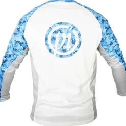 Preston Innovations Tee Shirt Manches Longues Homme Performance Sun Shirt Upf-35 - Blanc/Bleu