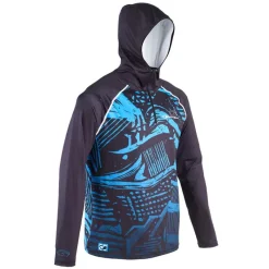 Garbolino Tee Shirt Manches Longues Homme Uv Protect 80'S Avec Capuche - Noir/Bleu