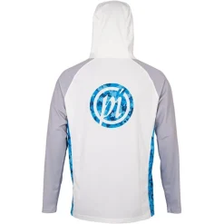 Preston Innovations Tee Shirt Manches Longues Homme Performance Hooded Sun Shirt Upf-40 - Blanc/Gris
