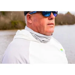 Preston Innovations Tee Shirt Manches Longues Homme Performance Hooded Sun Shirt Upf-40 - Blanc/Gris