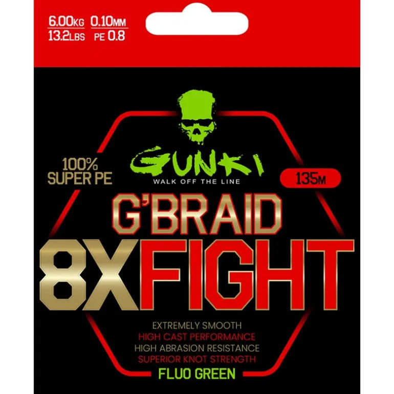 Tresse Gunki G’Braid 8X Fight - Vert Fluo - 135M
