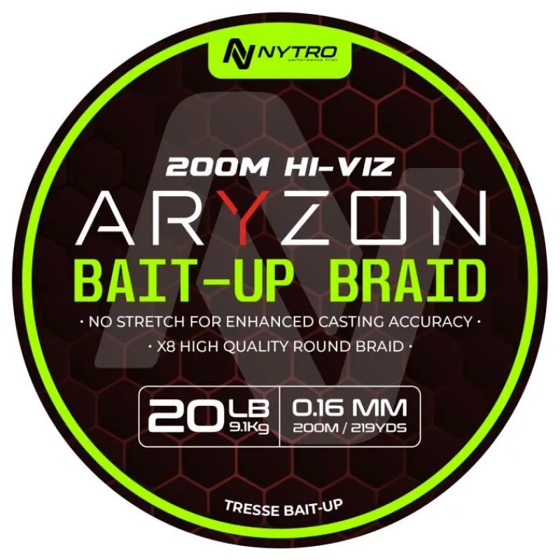 Nytro Tresse Aryzon Hiviz Bait-Up Braid - Lime Green - 200M